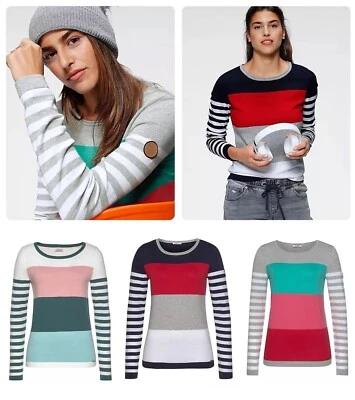 Ladies Kangeroos Knitted Crew Neck Jumper Sweater Designer Stripe Knit Winter - Image 1 of 4