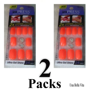 Impress BEHIND THE SCENES Press-On 24 Nägel ORANGE Kristall Charms MEDIUM MENGE 2 - Bild 1 von 2