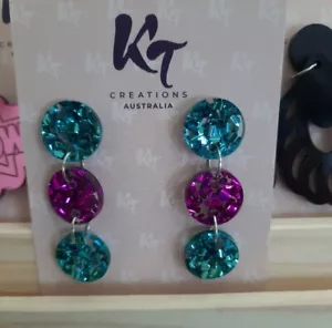 Teal and Betty Triple Dot - Dangle Earrings - Bild 1 von 1