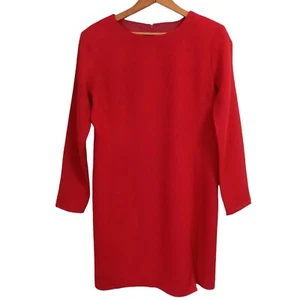 JG Hook Wool Vintage Dress Sz 8P Red Long Sleeve Classic 80s Career TINY FLAWS - Picture 1 of 21