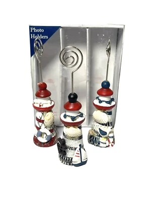 Nantucket Coastal Portafotos Cerámica Juego de 3 FAROS NUEVO Foto 1 de 4