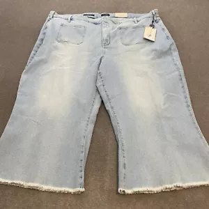NYDJ Patchie Major Wide Leg High Rise Capri Frayed Hem Dunes Size 26W NWT - Picture 1 of 12