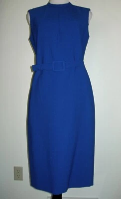 全新无标签 SUTTON PLACE (Bloomingdale's) 蓝色无袖“Boss Lady”紧身连衣裙 6 — 第 1/4 张图片