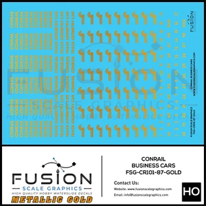 Metallic Gold HO Scale Conrail Business Cars Decal Set - Foto 1 di 3