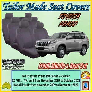Tailor Made Seat Covers for Toyota Prado 150 Series (3 Rows): 11/2009 to 09/2023 - Picture 1 of 12