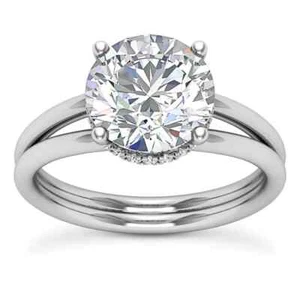 3.90Ct Certified Round Cut White Natural Diamond 925 Silver Engagement Ring - Picture 1 of 6