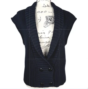 Cardigan doppiopetto maglia grossa Cato taglia L nero senza maniche - Foto 1 di 12