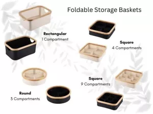 Faltbarer Aufbewahrungskorb Bambusrahmen und Oxford Stoff, Multi-Storage Organizer - Bild 1 von 49