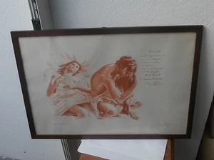 Litografia - sanguigna GIGI BUSATO 29/100 " Ritratti " poesia Bruno Agrimi - Picture 1 of 1