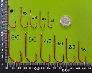 DFS RED Long shank Baitholder Fishing Hooks 1,2,4,6,8,1/0,2/0,3/0,4/0,5/0,6/0 