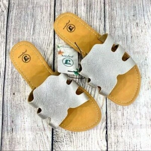 Jiajiale Silber Faux Schlangenleder Pantoletten Sandalen Größe 37 US 6 - Bild 1 von 6