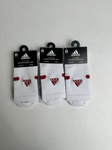 Lot 3 Adidas Adizero Men Cushioned Football Crew Socks White Red Aeroready M NWT - Picture 1 of 2