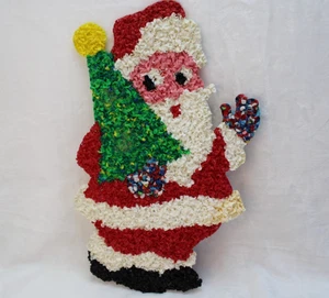 Vintage Melted Plastic Popcorn Santa Claus Christmas Tree Decoration 19” - Picture 1 of 4