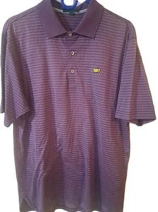 Masters Peter Millar Polo Mens L Golf Purple Striped Cotton Embroidered Logo - Picture 1 of 6