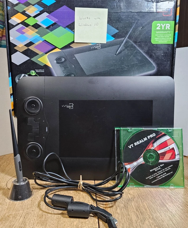 VisTablet VTrealm Pro Drawing Tablet With Pen Software & USB Powers Up in Box - Image 1 of 4