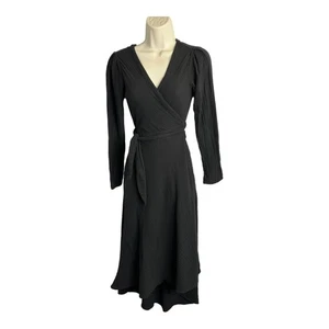 Xirena Womens size XS Reece Chelsea Gauze Cotton Wrap Dress Black - Picture 1 of 11
