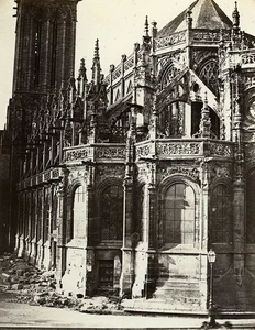Turm & Apsis Saint Pierre Kirche Caen Frankreich altes Foto Bisson 1858 - Bild 1 von 3