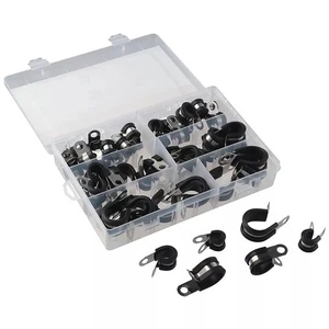 Pack of 52 304 Stainless Steel Cable Clamps Assortment Kit Rubber Cushion Pipe - Foto 1 di 22