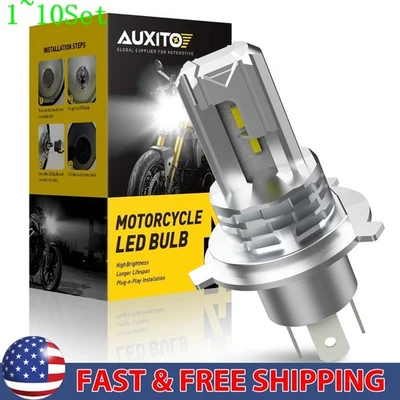 Безвентиляторная светодиодная лампа дальнего/ближнего света 9003 H4 для мотоцикла яркая 1-10 комплект - Изображение 1 из 4