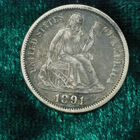 1891 Seated Liberty Dime AU - Rare Vintage Silver Coin, Almost Uncirculated Cover