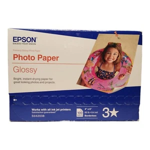 Epson S042038 Ink Jet Glossy Photo Paper - 100 Sheets, Sealed 4x6” - New - Picture 1 of 8