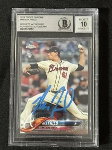 2018 Topps Chrome #66 Max Fried RC Auto Signed BAS Auto Grade 10 SLABBED 752 - Picture 1 of 3