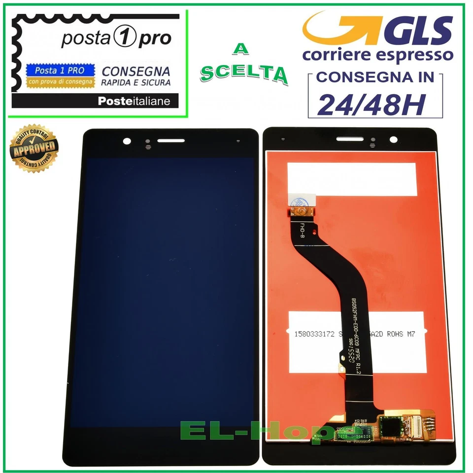 DISPLAY LCD PER HUAWEI P9 LITE VNS-L31 L23 L21 TOUCH SCREEN SCHERMO VETRO NERO - Immagine 1 di 1