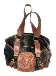 Clever Carriage Company Double Handle Satchel Brown Leather Shearling Brass Vnt - Picture 1 of 7