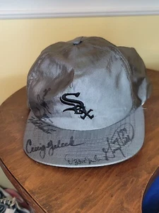 White Sox Silver shiny Nylon  Ball Cap trucker Hat AutoGraph Auto Signature  - Picture 1 of 15
