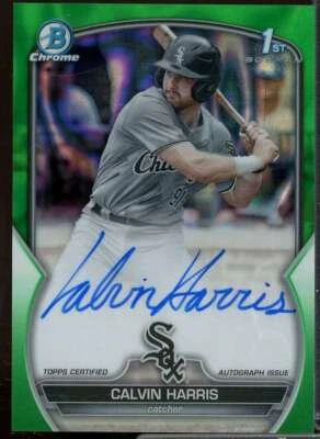Calvin Harris 2023 Bowman Chrome Draft Autographs Green Lava Refractors #CDACHA  - Image 1 of 2