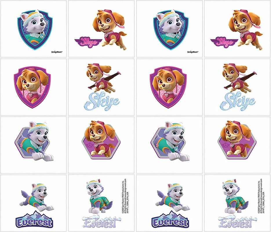 Paw Patrol Pink Girls Temporary Tattoos Birthday Party Favors Supplies ~ 2 Sheet - Image 1 of 4