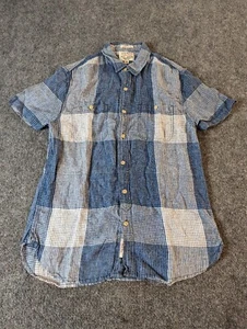 LUCKY BRAND TRUE INDIGO MEN'S SZ M 100% LINEN SHORT SLEEVE SHIRT Blue  - Picture 1 of 11