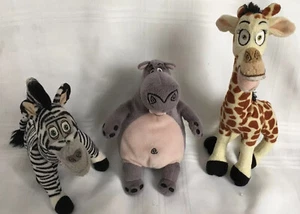 Lot of 3 Retired TY Madagascar Plush Zebra, Giraffe, Hippo 6-9” Tall - Picture 1 of 5