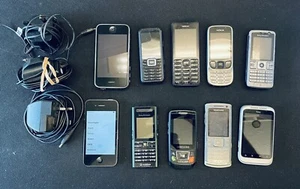 Older mobile phones joblot 2 iPhone 2x Samsung 2x Nokia 2xSony Ericsson +2 more - Photo 1 sur 12