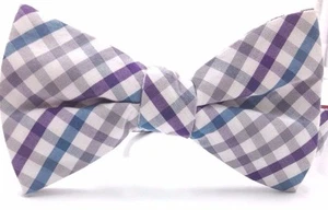 $105 Alfani Men`S Check White Blue Wedding Bow Tie Classic Adjustable Bowtie - Picture 1 of 4