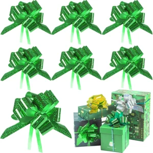 Shiny Holiday Green Pull Bows for Wedding Gift Baskets, 4.5 in Gift Wrapping, Pa - Picture 1 of 2