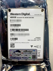 WD Ultrastar DC SS300 480GB SAS 12G SSD 2.5 Western Digital HGST ISE 0B34896 - Picture 1 of 5