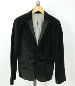 ARMANI EXCHANGE Black Velvet Jacket Coat Sz S Dual Vent Peak Lapel - Picture 1 of 7