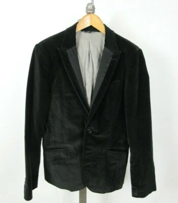 Abrigo Chaqueta Terciopelo Negro ARMANI EXCHANGE Talla S Doble Ventilación Pico Solapa Foto 1 de 4