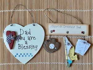 Wood Sign Decor Primitive Dag You Are Blessing World Greatest Dad Father Gift - Picture 1 of 1