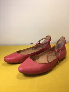 Born Kharen Womens Size 8M Coral Pink Leather Ankle Tie Ballet Flats F15005 - Picture 1 of 8
