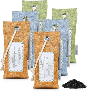 6 Pack Bamboo Charcoal Air Purifying Bags(6X60G), Activated Natural Home Odor Ab - Picture 1 of 12