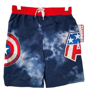 Marvel Captain America Swim Trunks Boys Size Small Red White Blue Colorblock - Picture 1 of 10