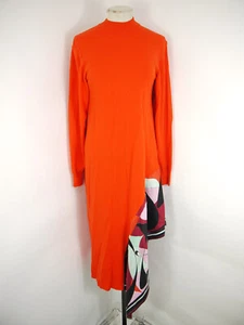 Vestido Emilio Pucci Rojo Asimétrico Midaxi Manga Larga Lana Seda Abstracto Talla S - Imagen 1 de 9