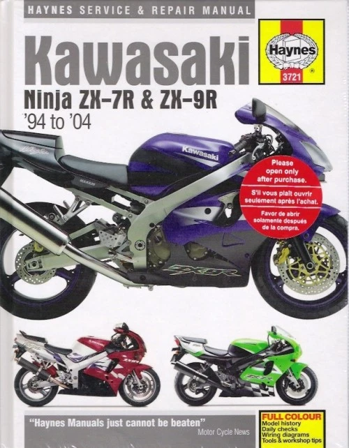 Libro manual de reparación de servicio Ninja ZX7R ZX-7R ZX9R ZX-9R Haynes 1994-2004 2963 Foto 1 de 1
