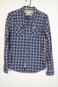 Superdry Mens Grindlesawn Shirt Medium blue White Check Long Sleeve - Picture 1 of 12