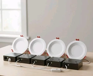 4PK Commercial Electric 4 Inch Ultra-Slim LED Downlight Kit 5-in-1 Color IC Rate - Picture 1 of 12