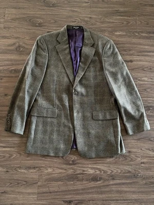 Abrigo deportivo John W. Nordstrom Blazer para hombre 42R marrón gris pata de gallo lana tweed Foto 1 de 4