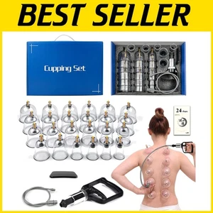 Durable Suction Cupping Set - 24 Therapeutic Cups for Cellulite and Pain Relief - Picture 1 of 8