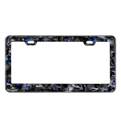 Blue Flake Real Forged Carbon Fiber License Plate Frame - Image 1 of 4